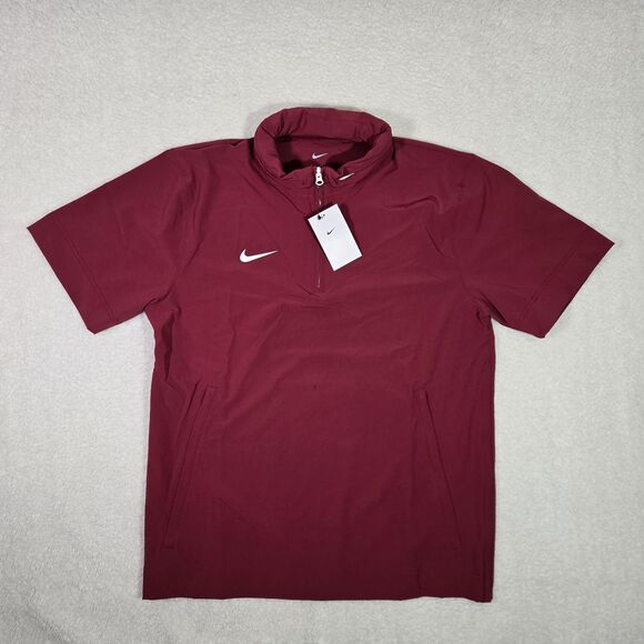 Nike Football Hooded Jacket Coaches Sideline 1/4 Zip Maroon Jacket Mens Large - Picture 1 of 5